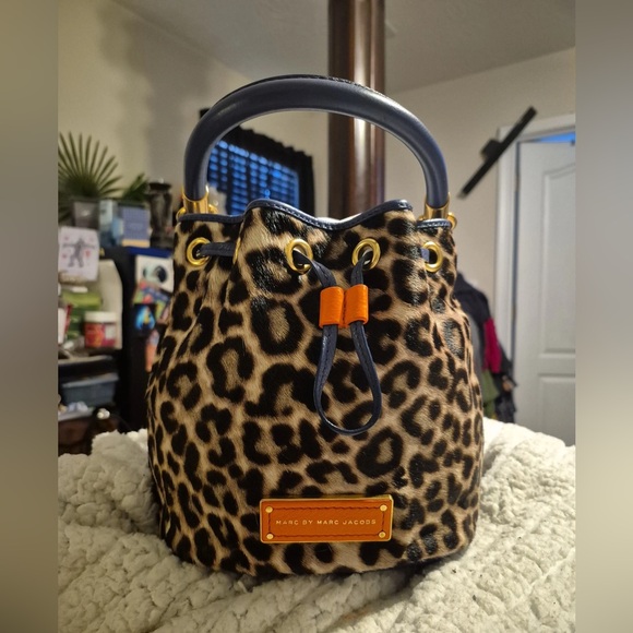 Marc By Marc Jacobs Handbags - Marc By Marc Jacobs Leopard Print Tote with Blue Accents